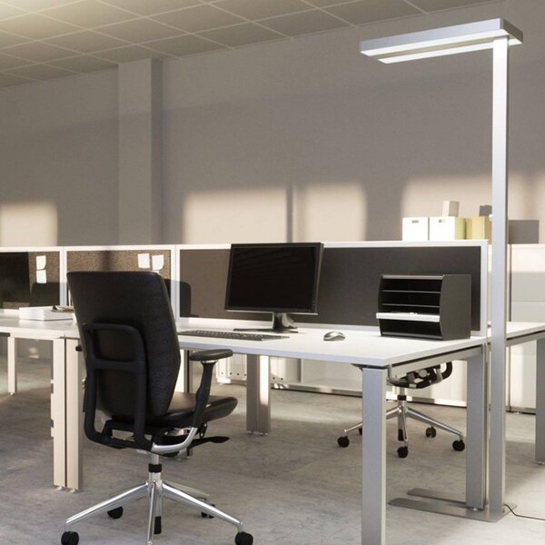 Arcchio LED álló világítás Logan Neo, ezüst, dimmelhető, fém, dimmelhető, Alu / szürke / cink, Dolgozószoba / Iroda, Alumínium, Modern