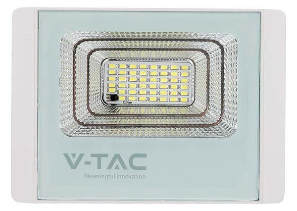 V-TAC napelemes LED reflektor 50W természetes fehér 25000 mAh, fehér házzal - SKU 10415