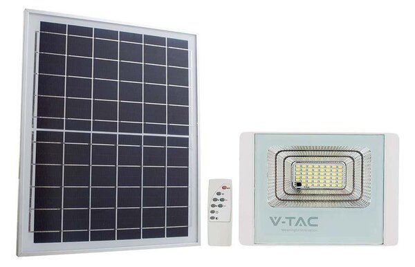 V-TAC napelemes LED reflektor 50W természetes fehér 25000 mAh, fehér házzal - SKU 10415