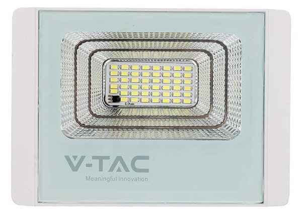 V-TAC napelemes LED reflektor 20W természetes fehér 10000 mAh, fehér házzal - SKU 10408