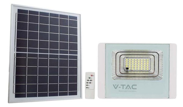 V-TAC napelemes LED reflektor 20W természetes fehér 10000 mAh, fehér házzal - SKU 10408