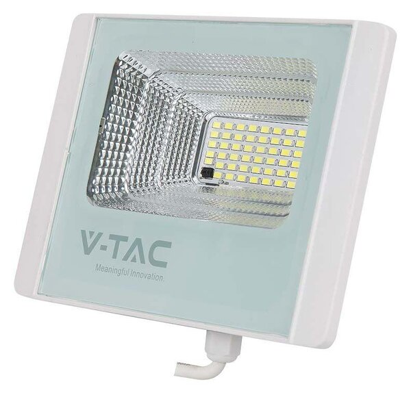 V-TAC napelemes LED reflektor 20W természetes fehér 10000 mAh, fehér házzal - SKU 10408