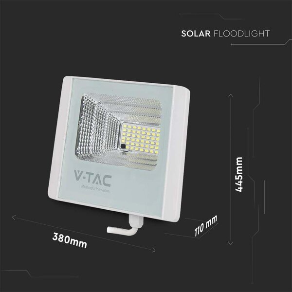 V-TAC napelemes LED reflektor 50W természetes fehér 25000 mAh, fehér házzal - SKU 10415