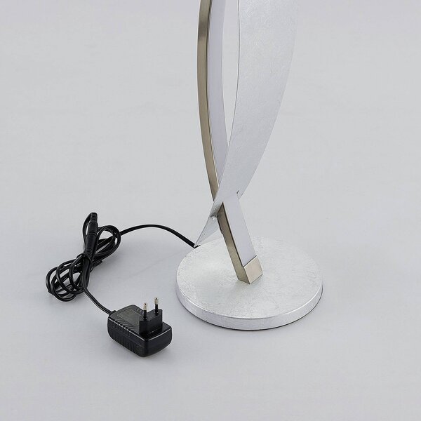 Lucande LED-es asztali lámpa Marija, ezüst színű, fényerőszabályzó, 62 cm, dimmelhető, Króm / ezüst, Nappali / Étkező, fém, Modern