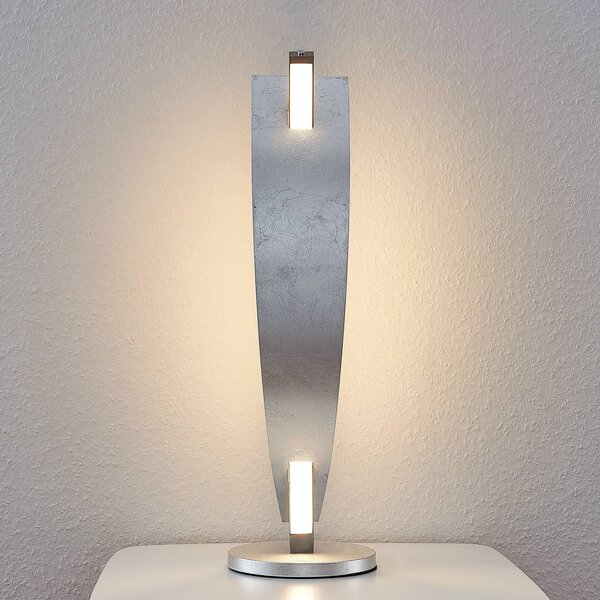 Lucande LED-es asztali lámpa Marija, ezüst színű, fényerőszabályzó, 62 cm, dimmelhető, Króm / ezüst, Nappali / Étkező, fém, Modern