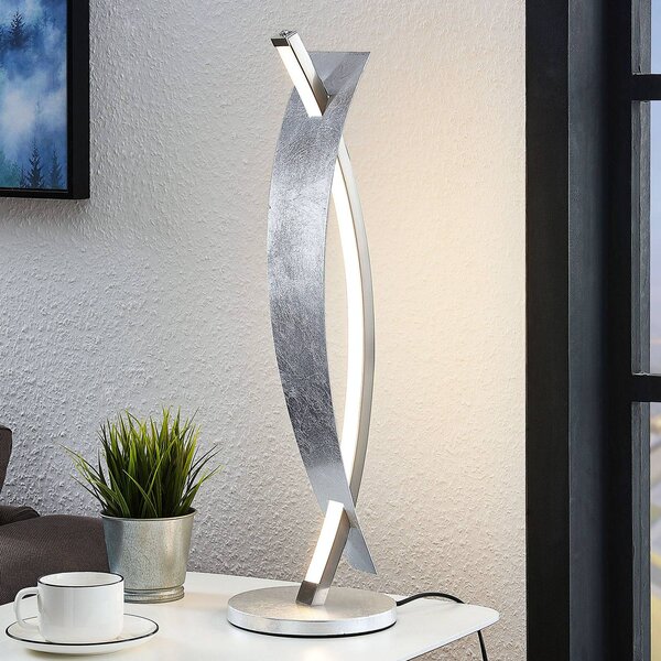 Lucande LED-es asztali lámpa Marija, ezüst színű, fényerőszabályzó, 62 cm, dimmelhető, Króm / ezüst, Nappali / Étkező, fém, Modern