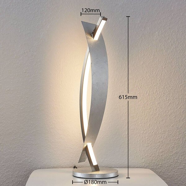Lucande LED-es asztali lámpa Marija, ezüst színű, fényerőszabályzó, 62 cm, dimmelhető, Króm / ezüst, Nappali / Étkező, fém, Modern