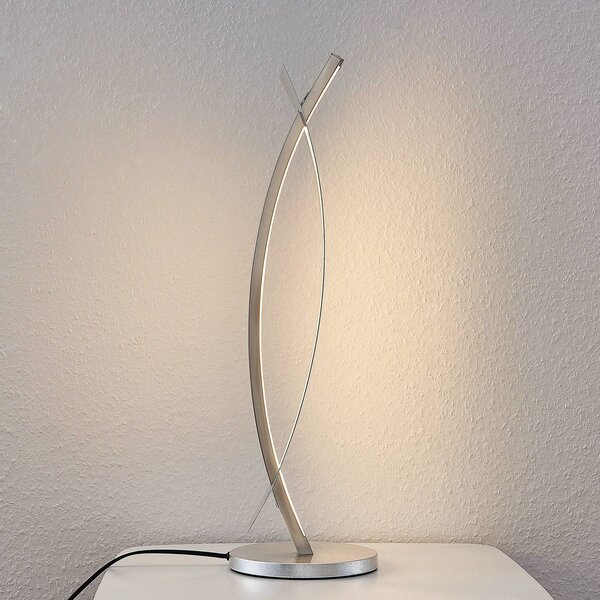 Lucande LED-es asztali lámpa Marija, ezüst színű, fényerőszabályzó, 62 cm, dimmelhető, Króm / ezüst, Nappali / Étkező, fém, Modern