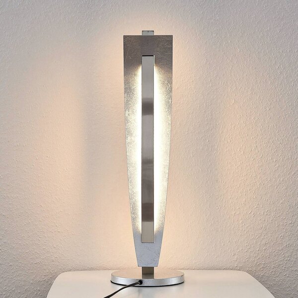 Lucande LED-es asztali lámpa Marija, ezüst színű, fényerőszabályzó, 62 cm, dimmelhető, Króm / ezüst, Nappali / Étkező, fém, Modern