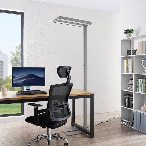 Arcchio LED álló világítás Logan Pro, ezüst, érzékelő, dimmelhető, dimmelhető, Alu / szürke / cink, Dolgozószoba / Iroda, Alumínium, Modern