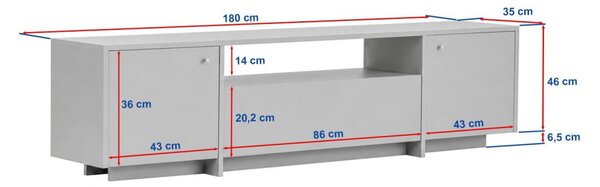 Alvar TV-állvány, travertin-milánói dió, 180 cm