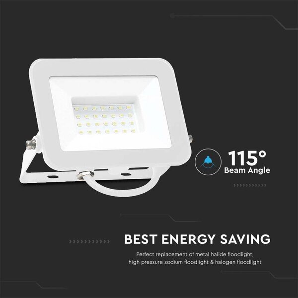 V-TAC SP-széria LED reflektor 30W hideg fehér, fehér ház - SKU 10025