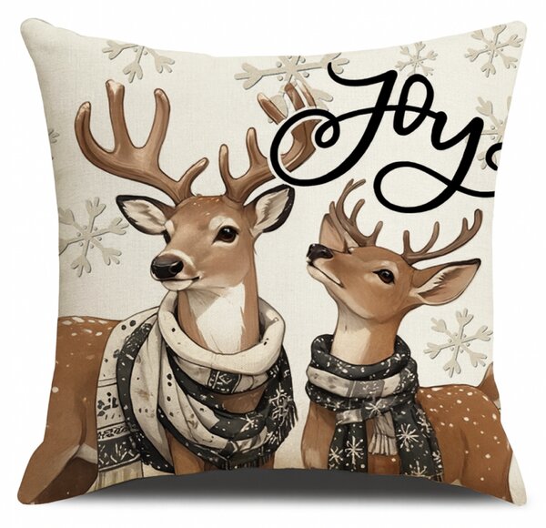 Karácsonyi párnahuzat DEER JOY 45x45 cm, bézs