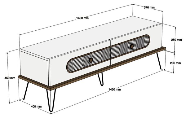 Ekol TV-állvány, fehér, 145 cm