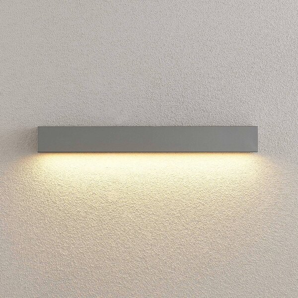 Lucande LED kültéri falilámpa Lengo, 50 cm, ezüst, lefelé irányuló, 3000 K, Alu / szürke / cink, Alumínium, Modern
