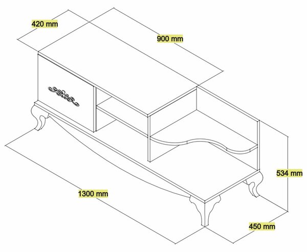 Sultan TV-állvány, dió-fehér, 130 cm
