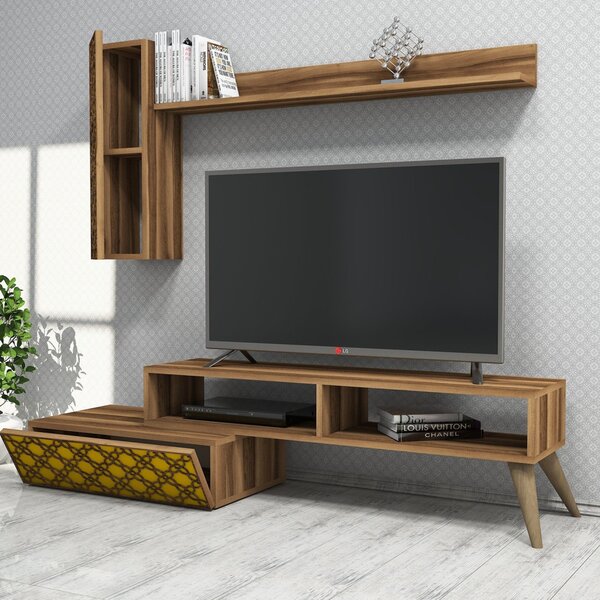 Planet TV-állvány, dió-sárga, 150 cm