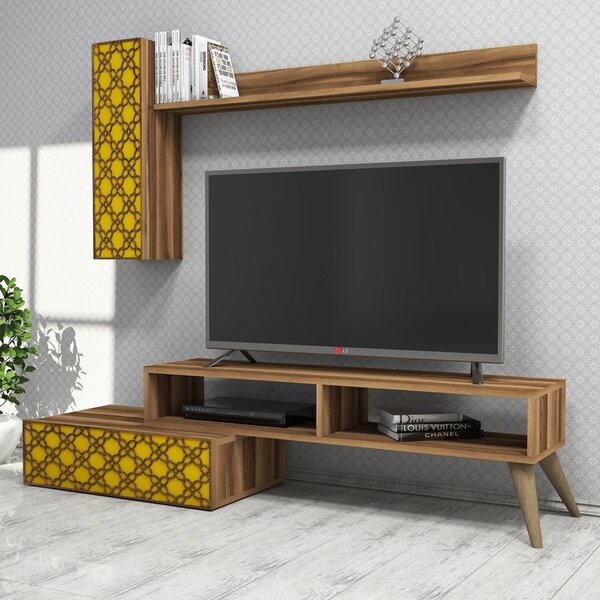 Planet TV-állvány, dió-sárga, 150 cm