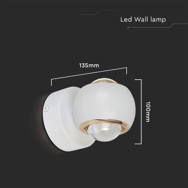 V-TAC fali kétirányú 10W beltéri LED lámpa, fehér házzal, meleg fehér - SKU 23008