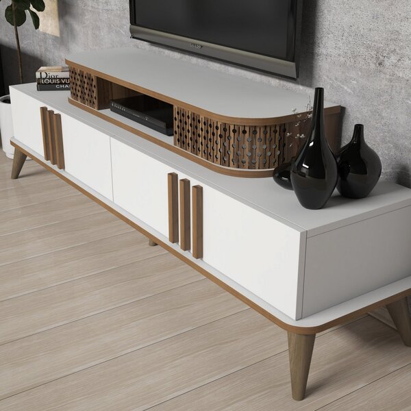 Eylül TV-állvány, fehér, 168 cm