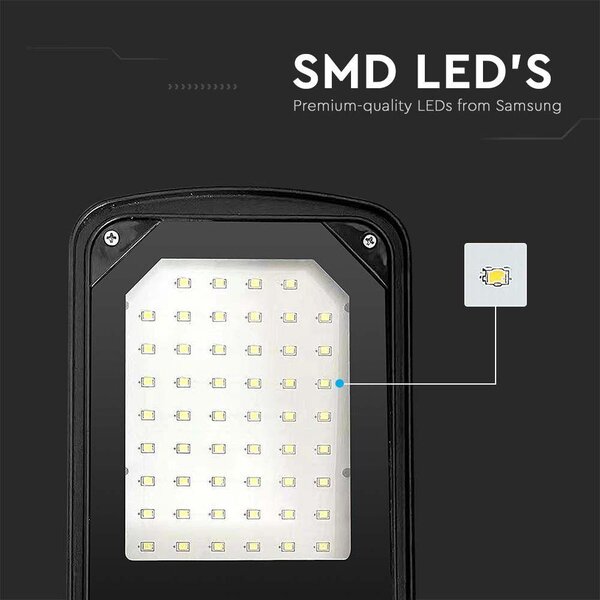 V-TAC utcai LED térvilágító, 30W, természetes fehér, fekete házas - SKU 10206