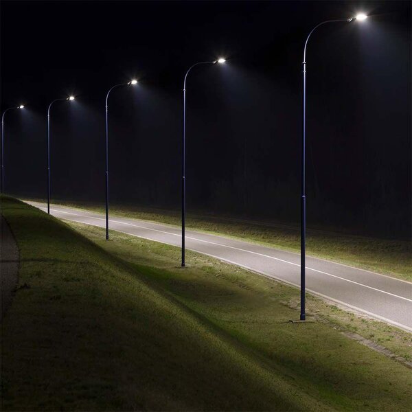 V-TAC utcai LED térvilágító, 100W, hideg fehér, fekete házas - SKU 10211
