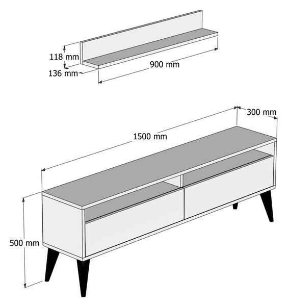 Best TV-állvány, fehér, 150 cm – TR845HCT3086