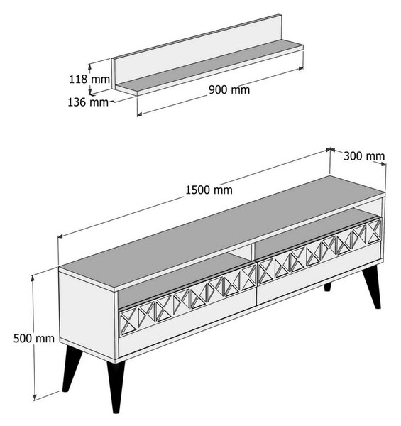 TV-állvány, tölgy, 150 cm