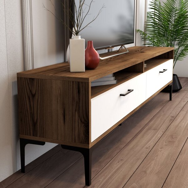Istanbul TV-állvány, dió-fehér, 180 cm – TR845HCT3096