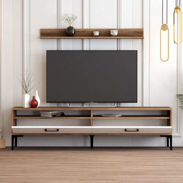 Istanbul TV-állvány, dió-fehér, 180 cm – TR845HCT3096