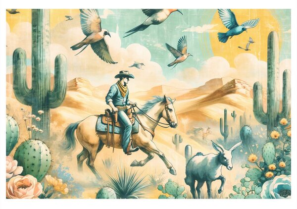 Kép cowboy a sivatagi tájban