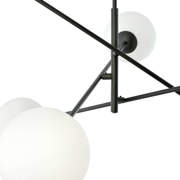 EMIBIG LIGHTING Lineáris mennyezeti világítás, fekete/opál, 6 izzós, dimmelhető, Fekete, Nappali / Étkező, fém, Modern