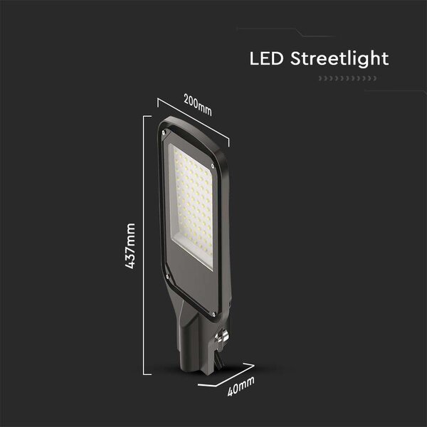 V-TAC utcai LED térvilágító, 100W, hideg fehér, fekete házas - SKU 10211