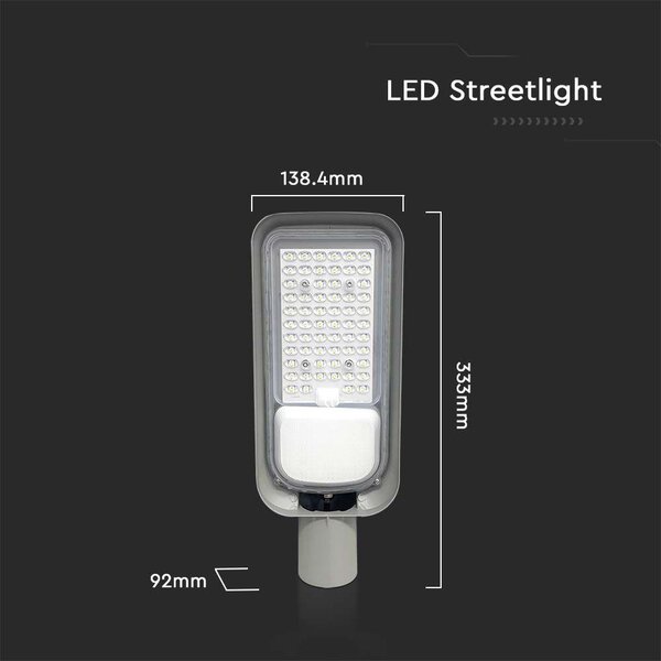 V-TAC utcai LED lámpa, térvilágító ledes lámpatest 30W hideg fehér - SKU 7887