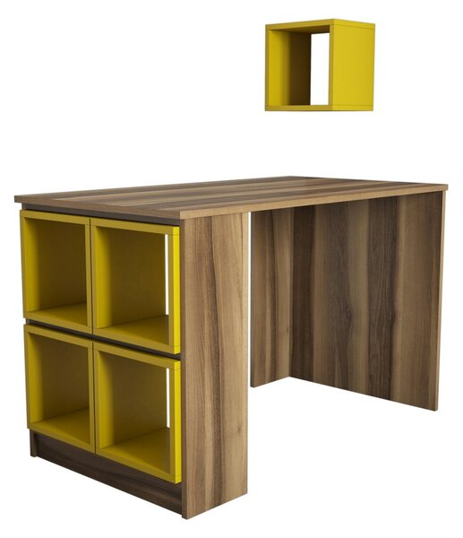 Box íróasztal, dió-sárga, 120 cm