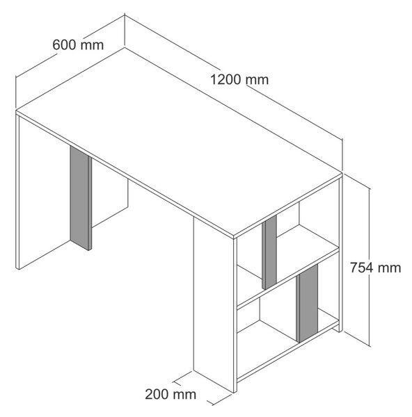Lima íróasztal, fehér-fekete márvány, 120 cm
