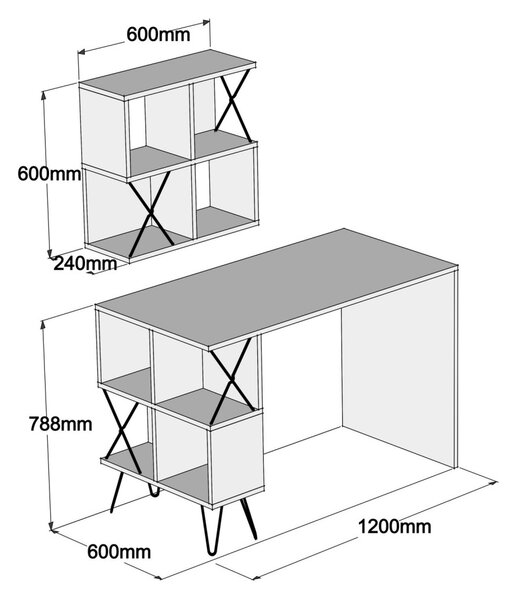 Extra íróasztal, krém, 120 cm – TR845HCT3824
