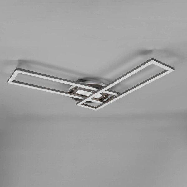 Reality Leuchten Twister LED mennyezeti lámpa, forg. távir. nikkel, dimmelhető, Alu / szürke / cink, Nappali / Étkező, fém, Modern