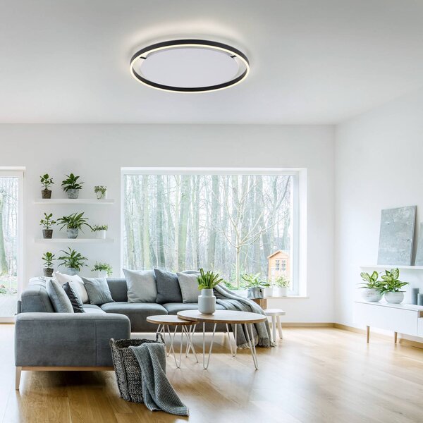 JUST LIGHT. GmbH LED mennyezeti lámpa Ritus, Ø 58.5cm, antracit, dimmelhető, Fekete, Nappali / Étkező, Alumínium, Modern