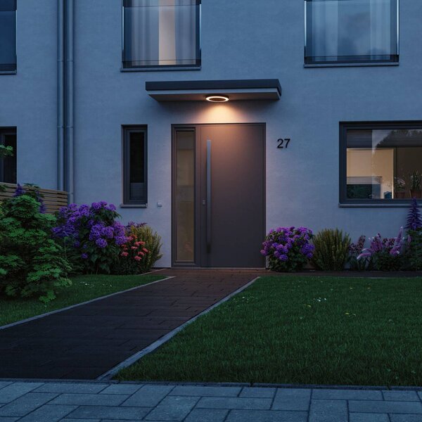 Paulmann Circula LED kültéri lámpa ZigBee antracit színben, dimmelhető, Fekete, Műanyag, Modern