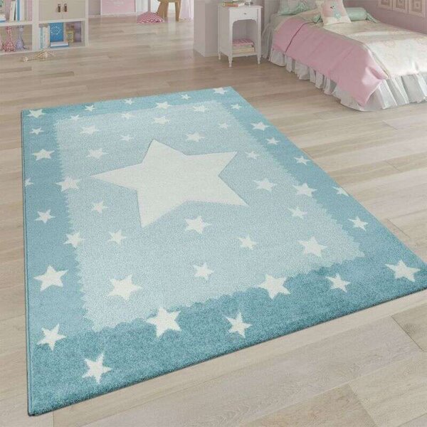 Csillagmintás kék szőnyeg, 120×170-es méretben