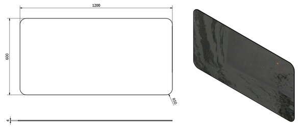 Sapho Sapho, ISHAPE tükör 1200x600mm, lekerekített sarkok, rögzítés nélkül, AG612