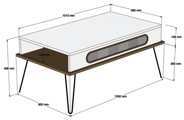 Ekol dohányzóasztal, tölgy, 105 cm