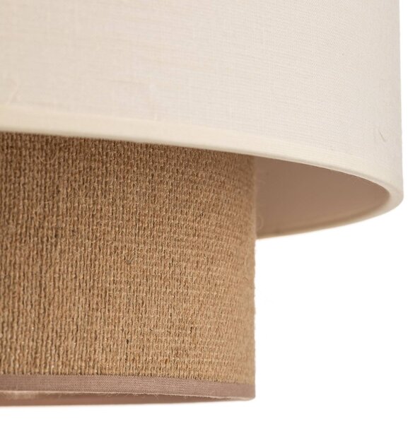 Duolla Boho mennyezeti világítás, ecru/barna, Ø 45 cm, textil, dimmelhető, Krém / borostyánsárga, Hálószoba, Textil / szövet / selyem