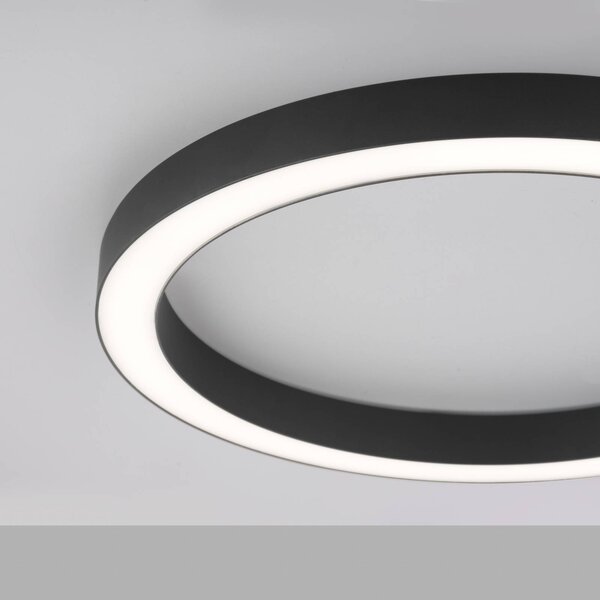 PURE LED mennyezeti lámpa Lines, Ø 50 cm, antracit, CCT, távirányító, dimmelhető, Fekete, Nappali / Étkező, Alumínium, Modern