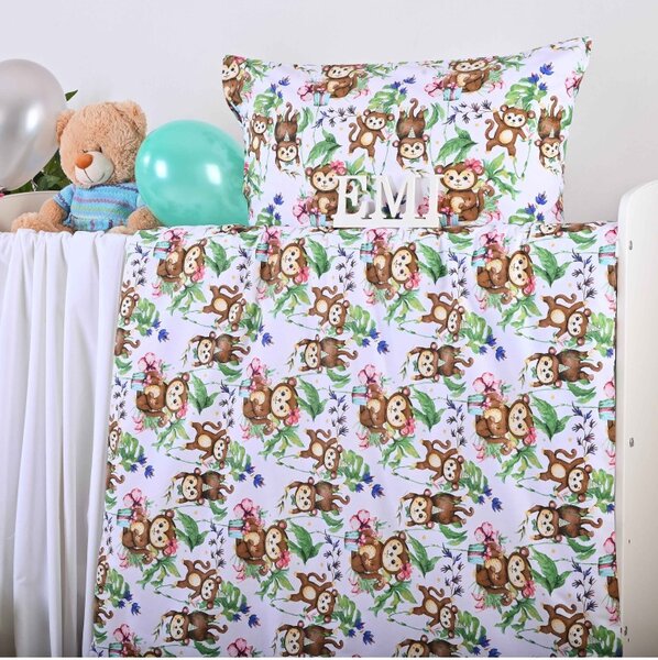 EMI Majmok gyermek pamut ágyneműhuzat, Gyerekgarnitúra 90x130 + 45x65