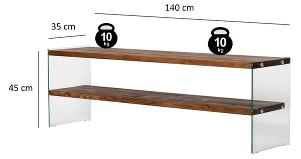 Aqua üveg TV-állvány, gesztenye, 140 cm