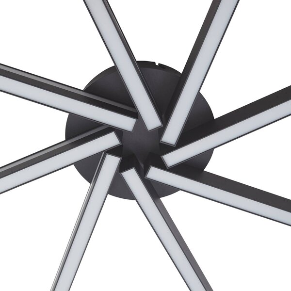 Lucande Smart LED mennyezeti világítás Tjado, Ø70 cm, fekete, RGBW, dimmelhető, Fekete, Nappali / Étkező, fém, Modern