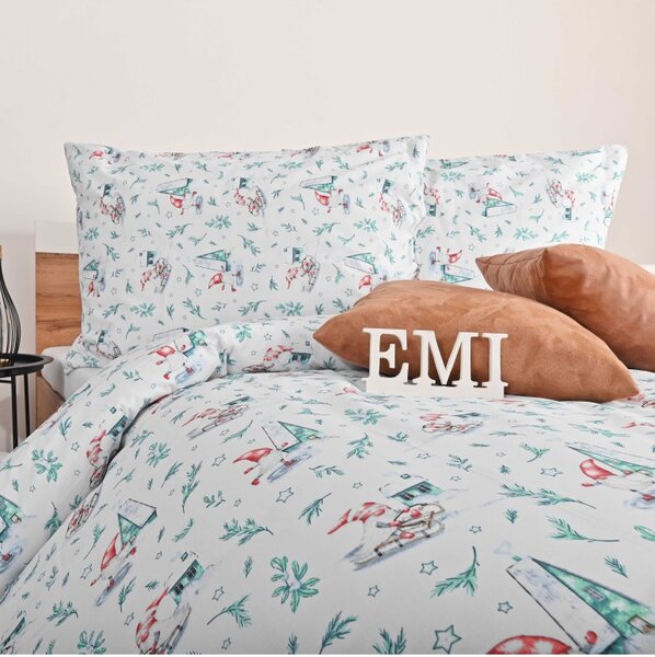 EMI Elfie karácsonyi pamut ágyneműhuzat, A standard egyszemélyes ágy szett tartalma: 1x 140x200 + 1x 70x90