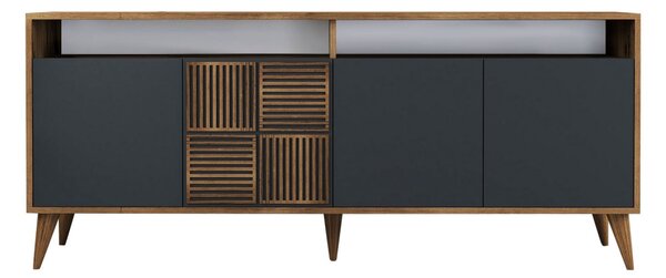 Milan komód, dió-antracit, 180 cm
